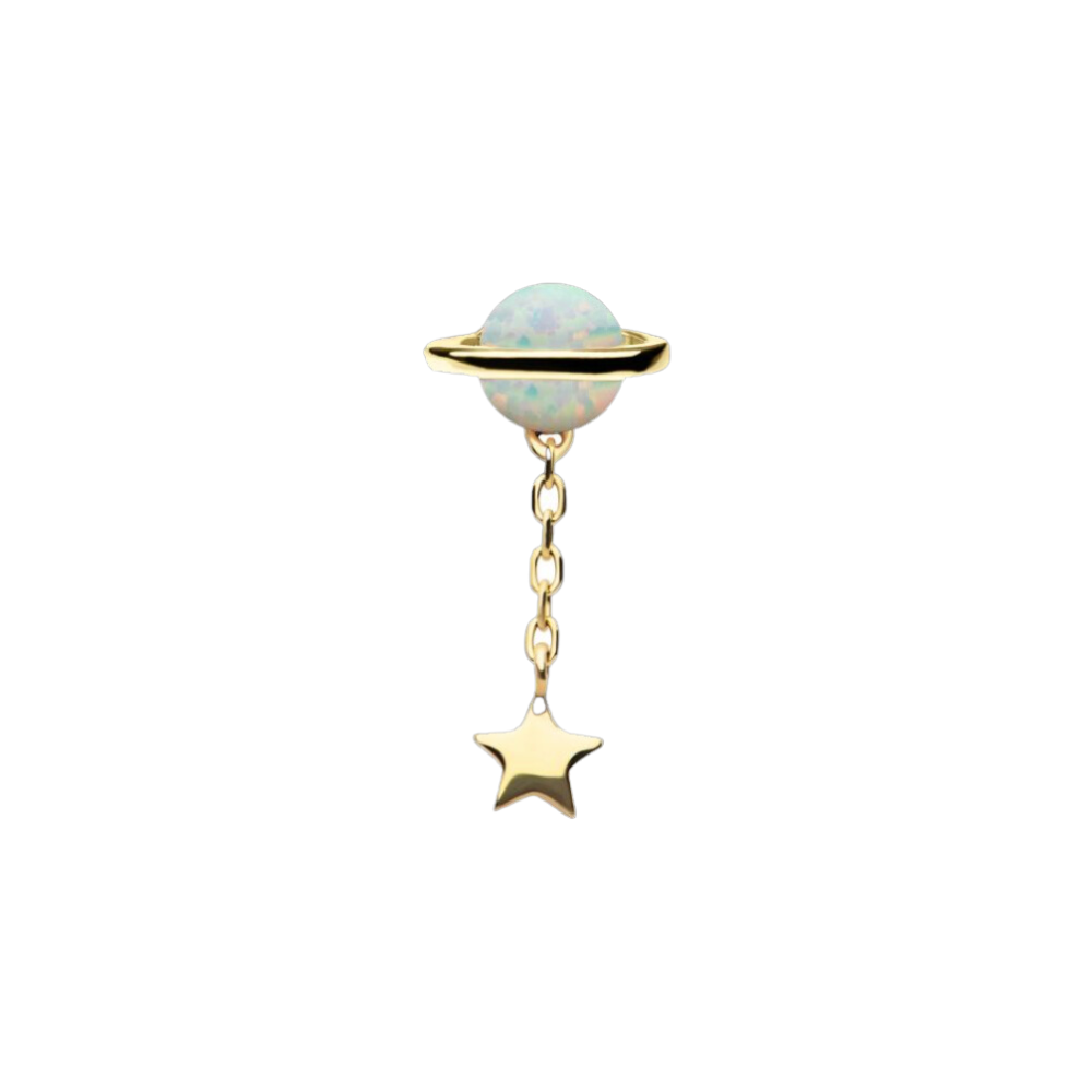 Opal Planet Top with Star Dangle Chain by Invictus Body Jewelry STEEL N INK
