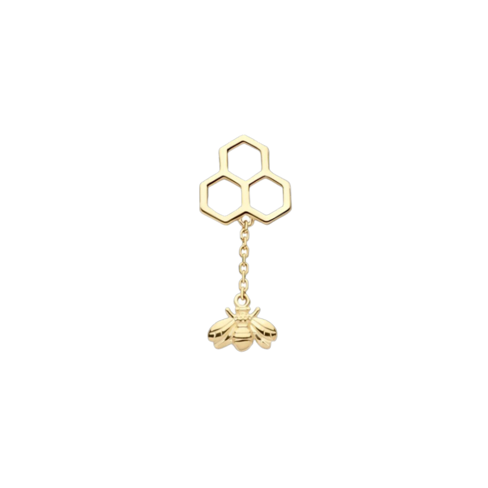 Honeycomb Top with Bee Dangle Chain by Invictus Body Jewelry STEEL N INK