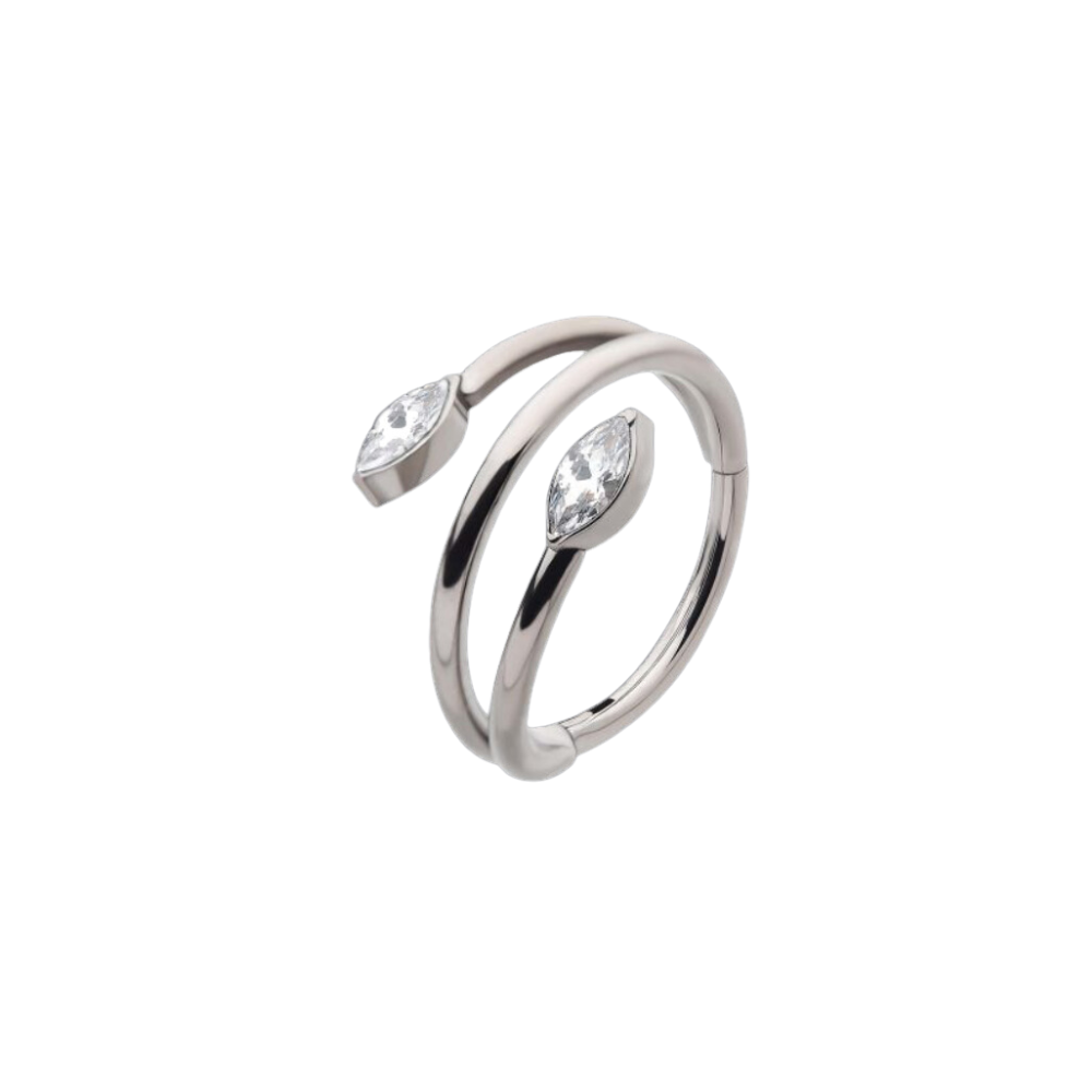 Double Ended Twist Marquise CZ Clicker by Invictus Body Jewelry STEEL