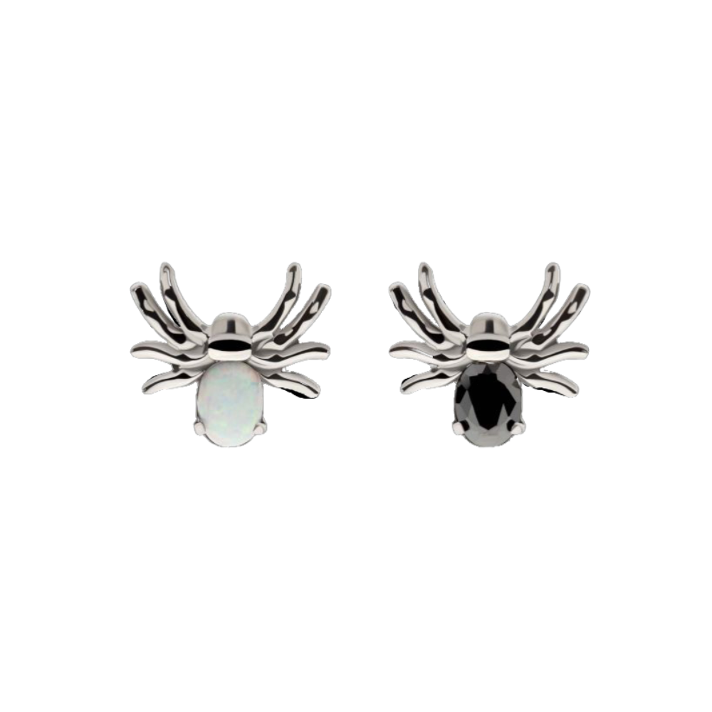 Titanium Prong Set Opal Black Spider End by Invictus Body Jewelry STEEL N INK