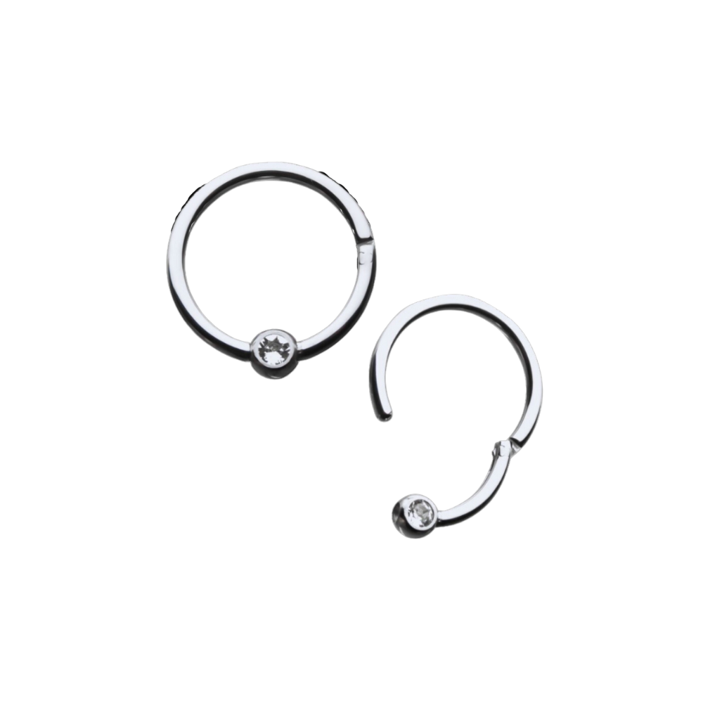 Titanium Single Gem Clicker by Invictus Body Jewelry STEEL N INK