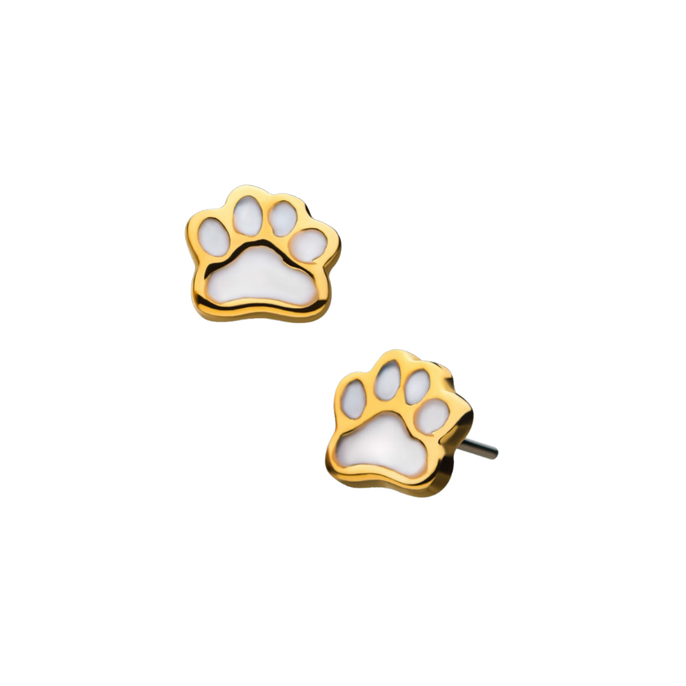 Gold Paw Print End By Invictus Body Jewelry STEEL N INK